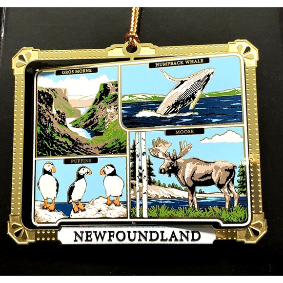 Canada Brass Ornament Newfoundland Wildlife Humpback Whale Puffins Moose - Picture 1 of 6
